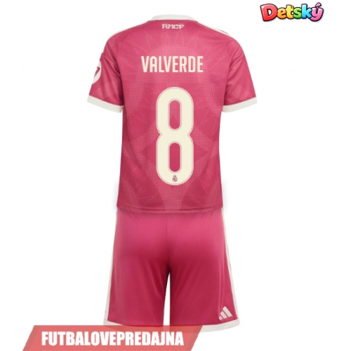 Lacne Dětský Futbalové dres Real Madrid Federico Valverde #8 2026-27 Krátky Rukáv - Tretina (+ trenírky)